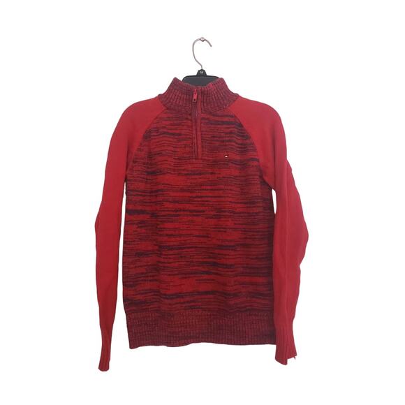 (J) Tommy Hilfiger Boys Sweater Size M Long Sleeve Mock Neck 1/2 Zip Sweater - Picture 1 of 5